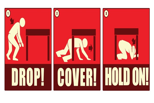 drop, cover, hold on